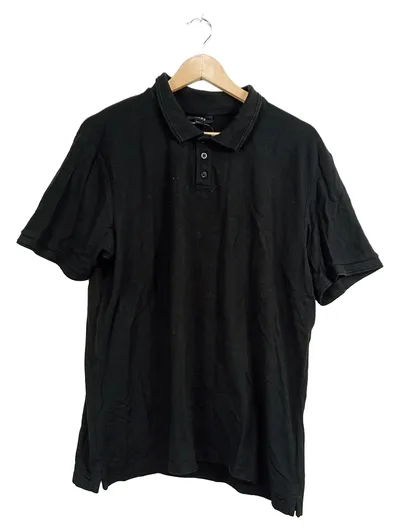 Smog Poloshirt Herren Gr. 50 L Schwarz Basic Kurzarm Baumwolle
