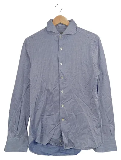 Canali Herren Business Hemd Blau Gestreift Langarm Gr. 40 L