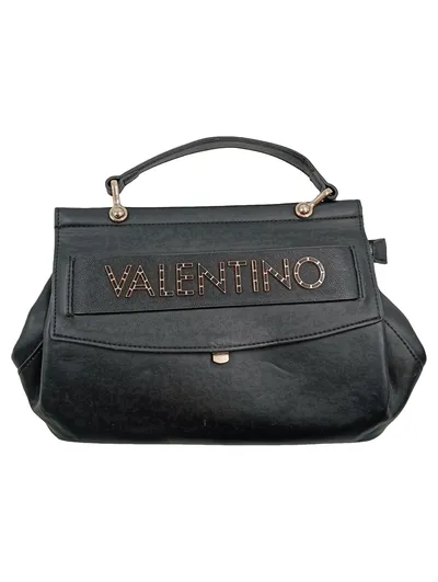 Valentino Damen Henkeltasche Handtasche Leder Schwarz 32x24 cm