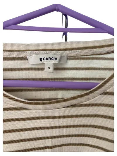 Garcia Damen T-Shirt Beige Gestreift Gr. 36 S Kurzarm Casual
