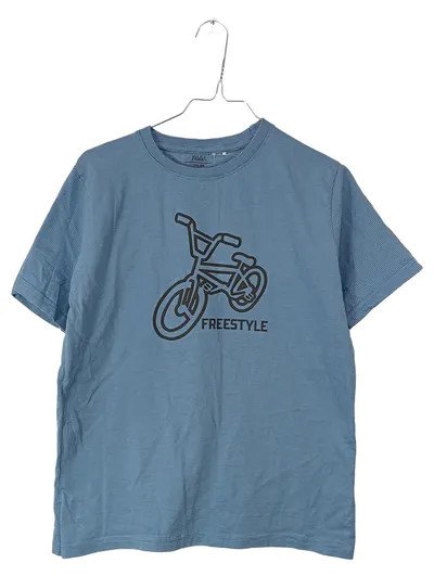 YIGGA Jungen T-Shirt BMX Freestyle Fahrrad Gr. 158/164 Blau Gestreift
