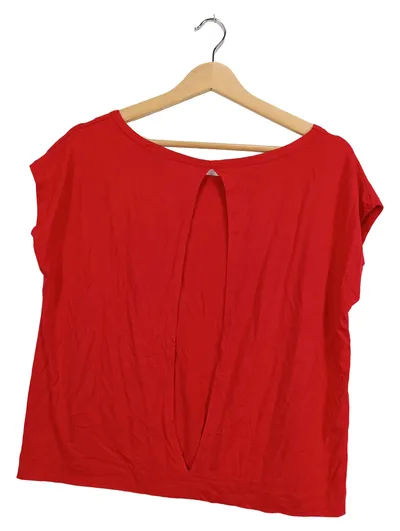 Susy Mix Damen T-Shirt Rot Gr. 40 L Cut-Out Rücken Kurzarm Casual