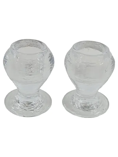 PartyLite Eierbecher Set 2 Stück Glas Transparent Strukturmuster 6cm