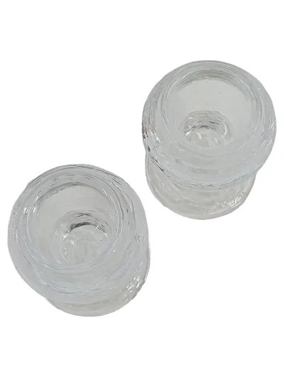 PartyLite Eierbecher Set 2 Stück Glas Transparent Strukturmuster 6cm