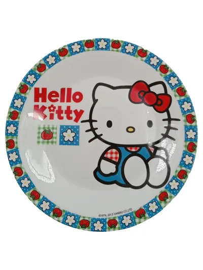 Stor Kinderteller Hello Kitty Katze Weiß 19 cm Stoff Farbenfroh