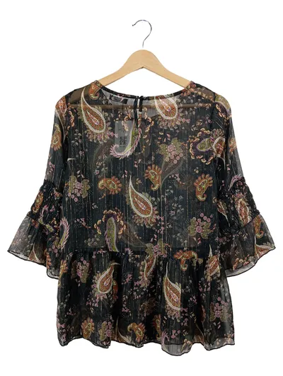 Tamaris Damen Bluse Paisley Muster Schwarz Gr. 42