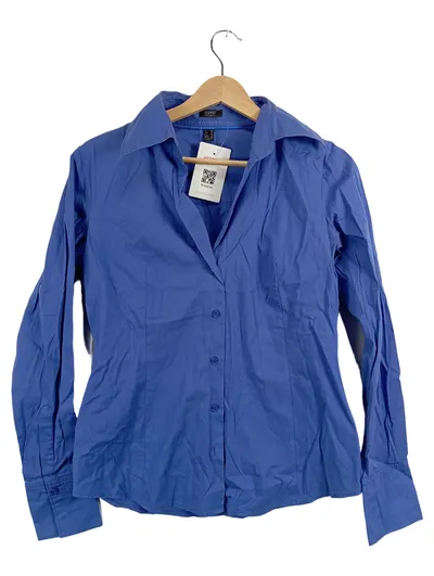 Esprit Damen Hemdbluse Blau Gr. 38 Business V-Ausschnitt Langarm