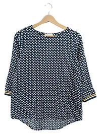 Cartoon Bluse Damen Gr. 38 M Blau Gepunktet Viskose 3/4-Arm Casual 1