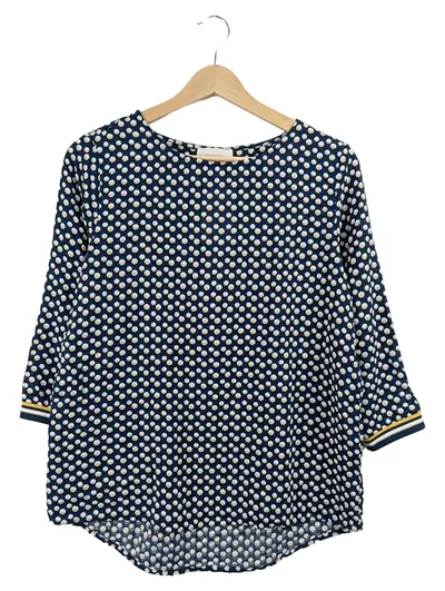 Cartoon Bluse Damen Gr. 38 M Blau Gepunktet Viskose 3/4-Arm Casual