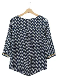Cartoon Bluse Damen Gr. 38 M Blau Gepunktet Viskose 3/4-Arm Casual 2