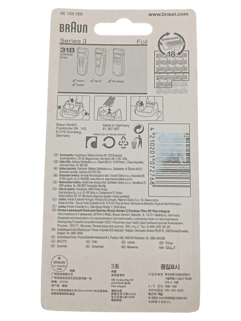 Braun Series 3 Ersatzklinge 31B für 5000, 6000 Serie Rasierer Silber 2