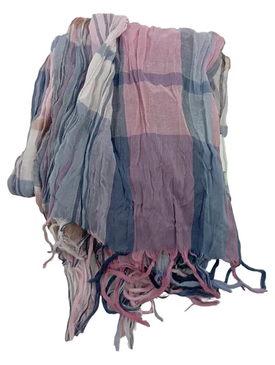 Ulla Popken Schal Damen Kariert Mehrfarbig Fransen 185x40cm Casual