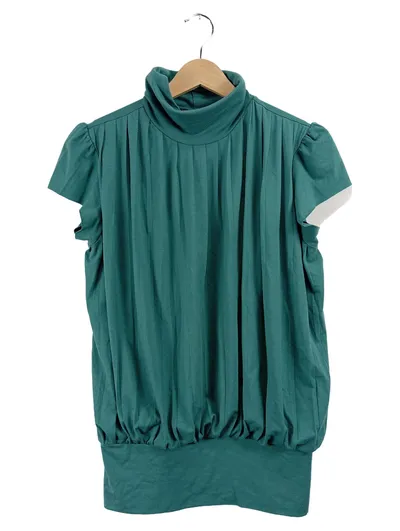 3 Suisses Damen Kurzarm Pullover Rollkragen Grün Gr. 36 S