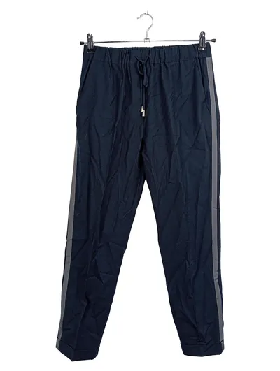 Damen Stoffhose Blau mit Streifen Wolle Gr. 42 W33 Casual
