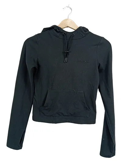 iets frans... Damen Kapuzenpullover Cropped Hoodie Schwarz Gr. 36 S