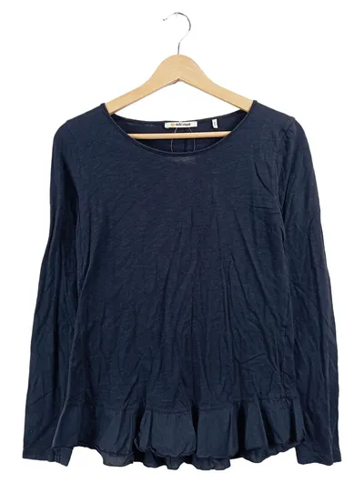 Rich & Royal Damen Langarmshirt Blau Gr. 36 S Casual mit Volantsaum