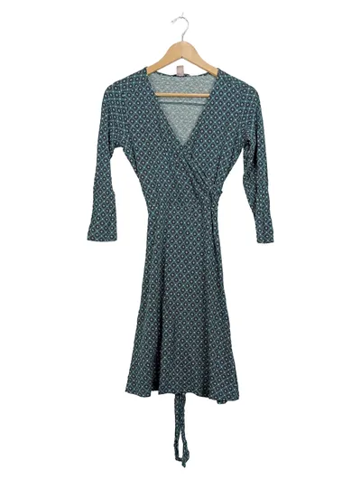 Anna Field Wickelkleid Damen Gr. 38 Petrol Langarm Viskose Sommerkleid