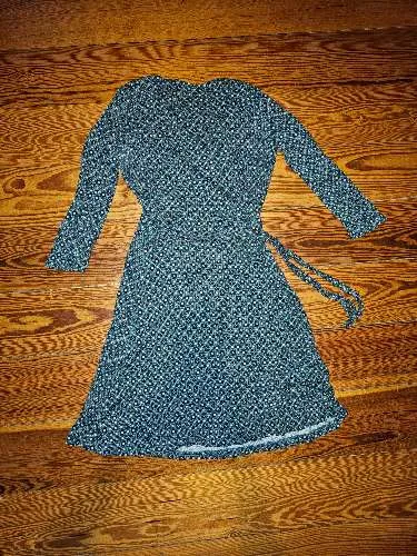 Anna Field Wickelkleid Damen Gr. 38 Petrol Langarm Viskose Sommerkleid