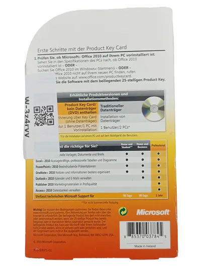 Microsoft Office Professional 2010 Product Key Card PC Software Word Excel