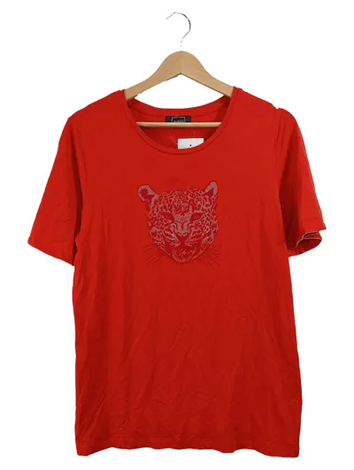 Maloo Damen T-Shirt Rot Gr. 42 XL Leoparden-Applikation Strass