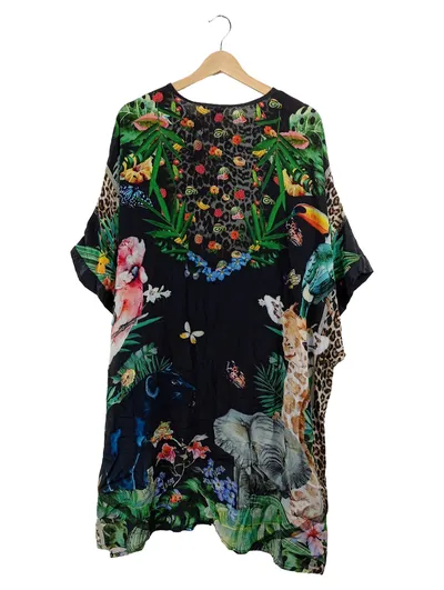 Frogbox Damen Sommerkleid Gr. 36, S Mehrfarbig Animal-Print Dschungel Viskose