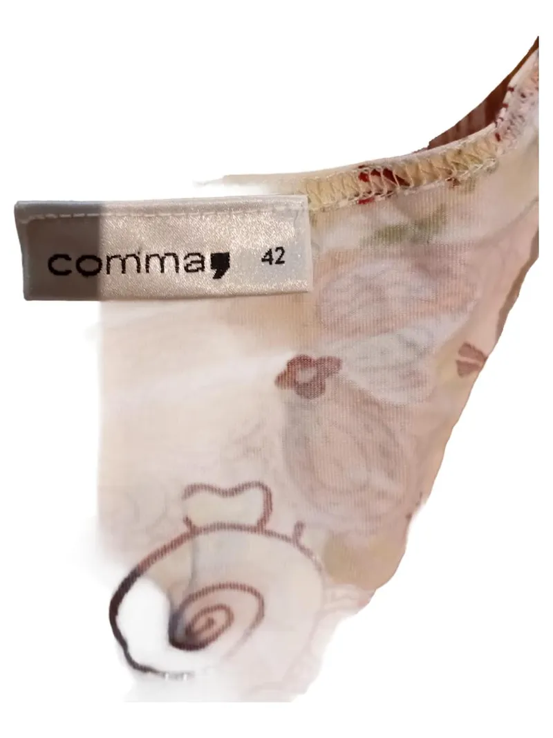 Comma Damen Langarmshirt Gr. 42/XL Patchwork Boho Blumen Spitze 6