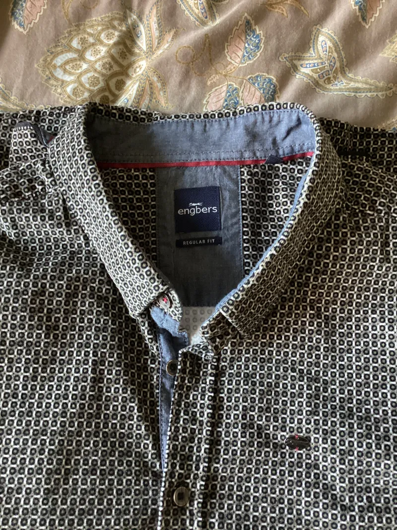 Engbers Herren Freizeithemd Langarm Schwarz Geometrisch Gr. 60 3