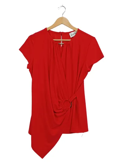 Joseph Ribkoff Damen Top Gr. 42 XL Rot Elegant Asymmetrisch