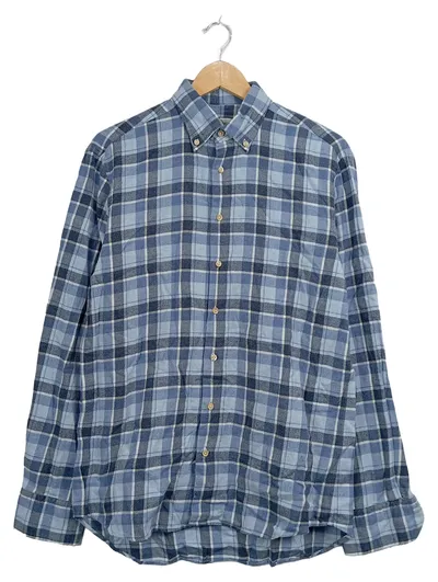 Stenströms Freizeithemd Herren Gr. 48 Blau Kariert Baumwolle Button-Down