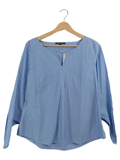 Comma Damen Bluse Gestreift Blau Gr. 38 Langarm Casual