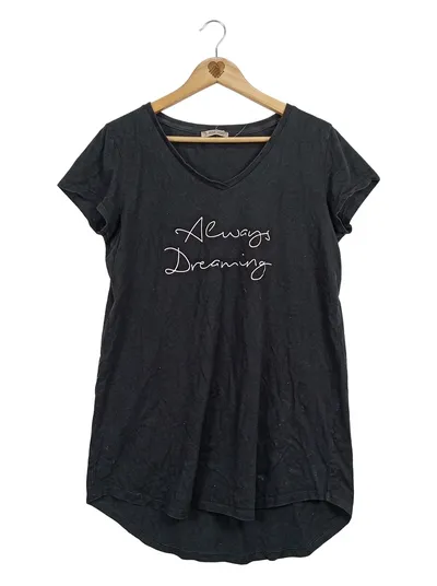 Anna Field Damen T-Shirt Always Dreaming V-Ausschnitt Schwarz Gr. M