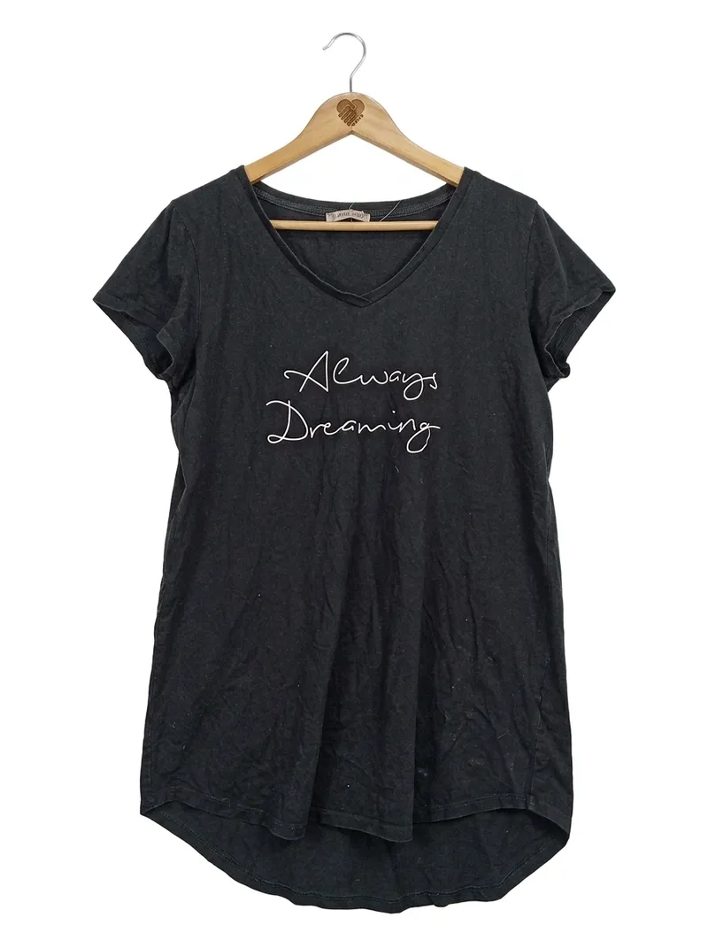 Anna Field Damen T-Shirt Always Dreaming V-Ausschnitt Schwarz Gr. M 1