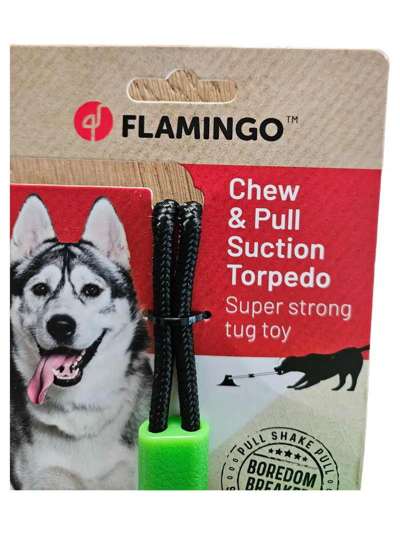 Flamingo Hundespielzeug Chew & Pull Suction Torpedo Zerrspielzeug mit Saugnapf 3