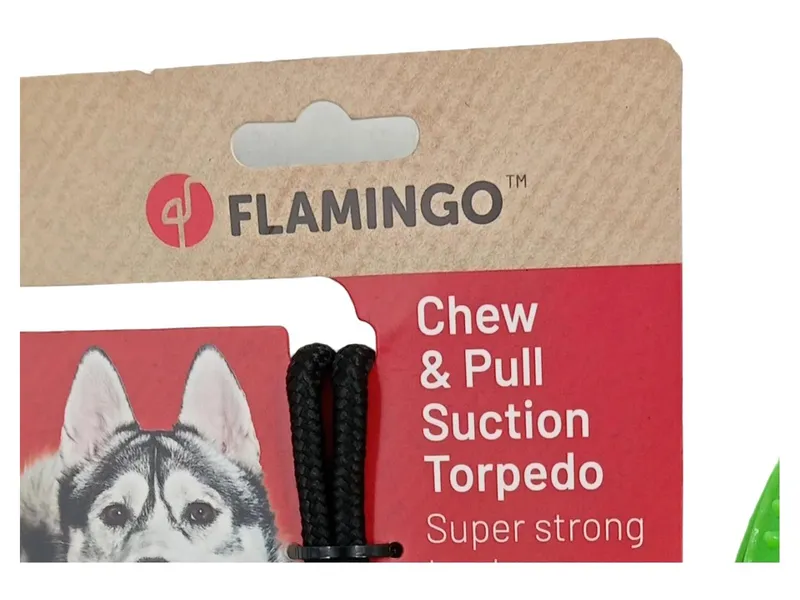 Flamingo Hundespielzeug Chew & Pull Suction Torpedo Zerrspielzeug mit Saugnapf 4