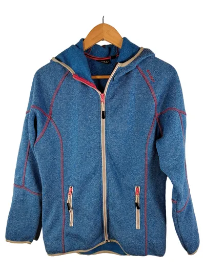 Stubai Damen Fleecejacke Blau Gr. 40 L Kapuze Outdoor Sportlich