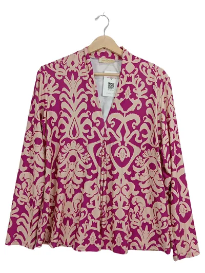 Julia Wang Damen Jerseybluse Pink Muster Gr. 42 Viskose