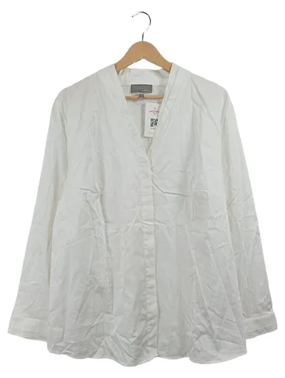 Ulla Popken Bluse Damen Langarm Weiß Gr. 46 Basic