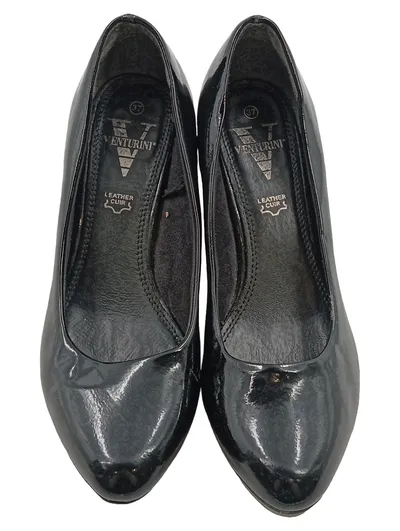 Venturini Damen Pumps Schwarz Gr. 37 Elegant Lacklederimitat