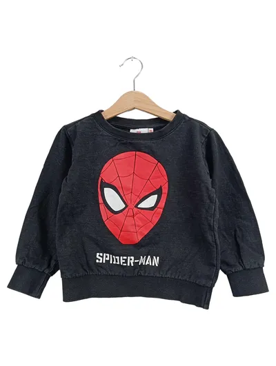 Marvel Spiderman Sweatshirt Kinder Schwarz Gr. 116 Pullover Baumwolle