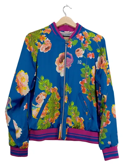 IQ+ Berlin Bomberjacke Damen Blau Blumenmuster Gr. 40 L Casual