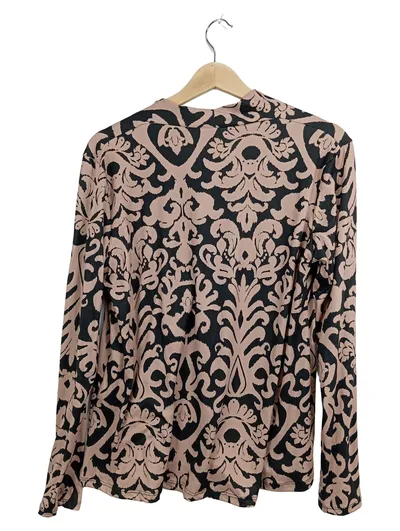 Julia Wang Damen Jerseykleid Jerseybluse Gr. 42 XL Schwarz Gemustert