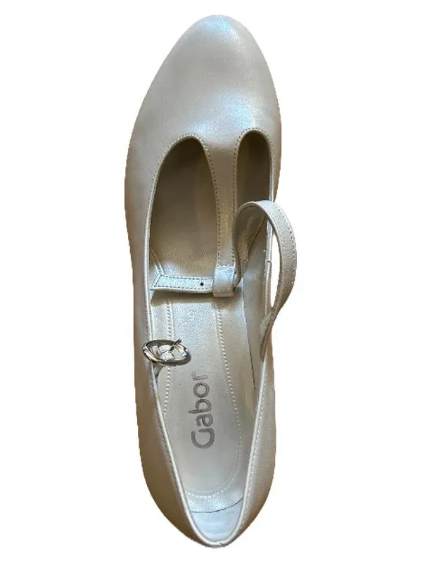 Gabor Damen T-Riemen Pumps Beige Leder Gr. 38 Klassisch Elegant 3