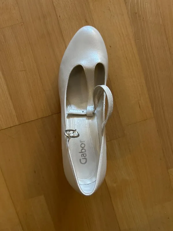 Gabor Damen T-Riemen Pumps Beige Leder Gr. 38 Klassisch Elegant 4