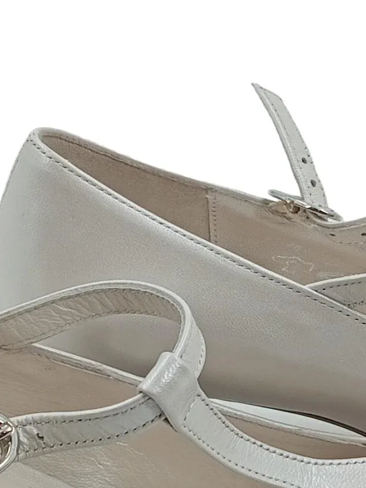 Gabor Damen T-Riemen Pumps Beige Leder Gr. 38 Klassisch Elegant 5