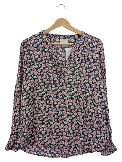 KAFFE Damen Bluse Langarm Blumenmuster Mehrfarbig Gr. 38 M Modal