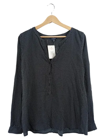 Daniel Hechter Damen Bluse Schwarz Gepunktet Gr. 38 Viskose Casual