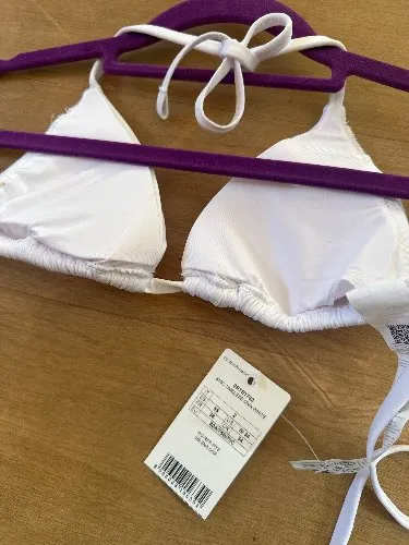 Calzedonia Damen Bikini Oberteil Triangel Raffungen Weiß Gr. 36 S