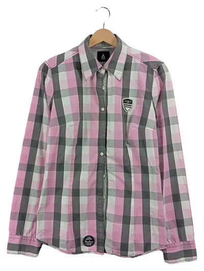 Gaastra Damen Bluse Freizeithemd Gr. 40 L Rosa Grau Kariert Baumwolle Maritim
