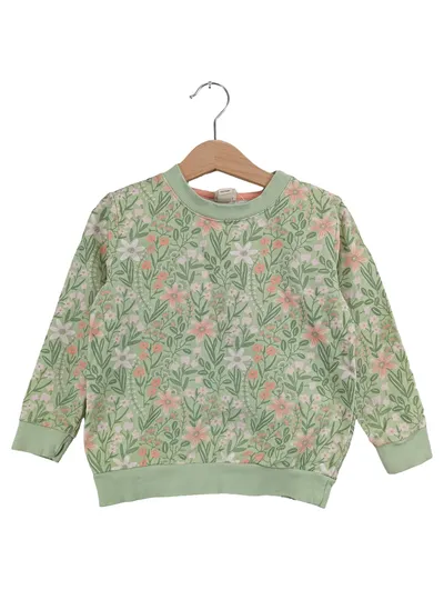 ALANA Kinder Pullover Gr. 104 Grün Blumenmuster 100% Baumwolle