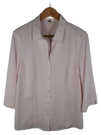 ERFO Damen Hemdbluse Rosa Gestreift 3/4-Arm Gr. 44 Business Klassisch Polyester